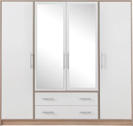 Šatníková skriňa Smart 1Z biela/dub sonoma so zrkadlom 200x190x56