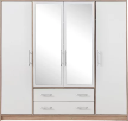 Šatníková skriňa Smart 1Z biela/dub sonoma so zrkadlom 200x190x56
