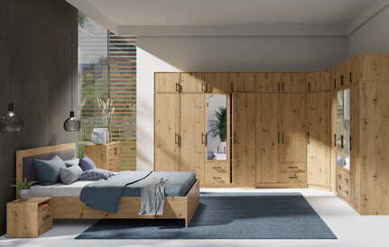 Šatníková skriňa Smart 1Z dub artisan so zrkadlom 200x190x56