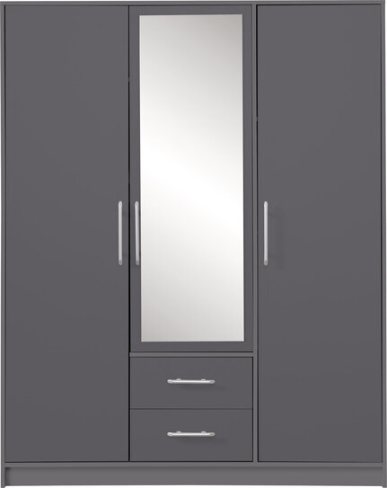 Šatníková skriňa Smart 2Z antracit so zrkadlom 150x190x56