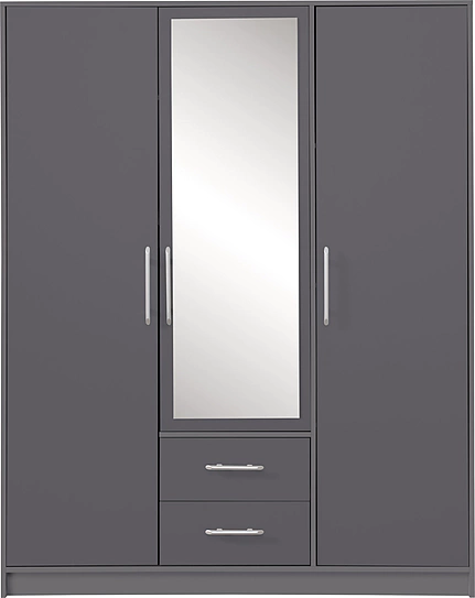 Šatníková skriňa Smart 2Z antracit so zrkadlom 150x190x56