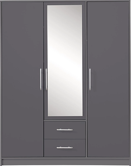 Šatníková skriňa Smart 2Z antracit so zrkadlom 150x190x56