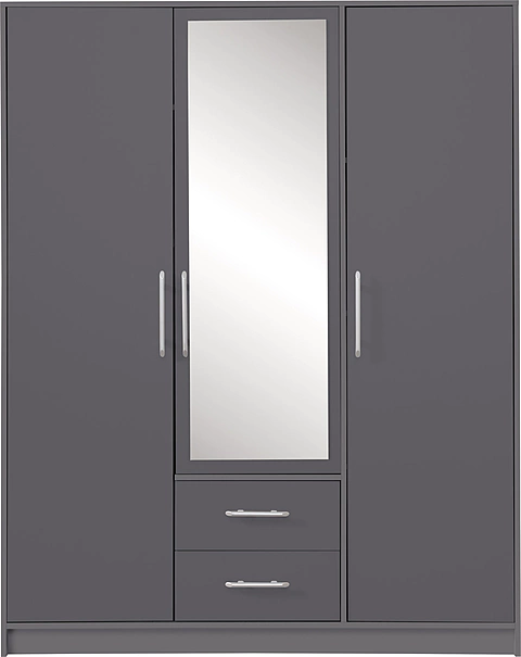 Šatníková skriňa Smart 2Z antracit so zrkadlom 150x190x56