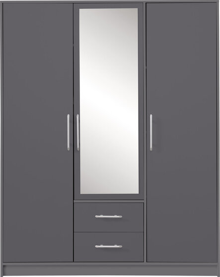 Šatníková skriňa Smart 2Z antracit so zrkadlom 150x190x56