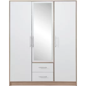 Šatníková skriňa Smart 2Z biela/dub sonoma so zrkadlom 150x190x56
