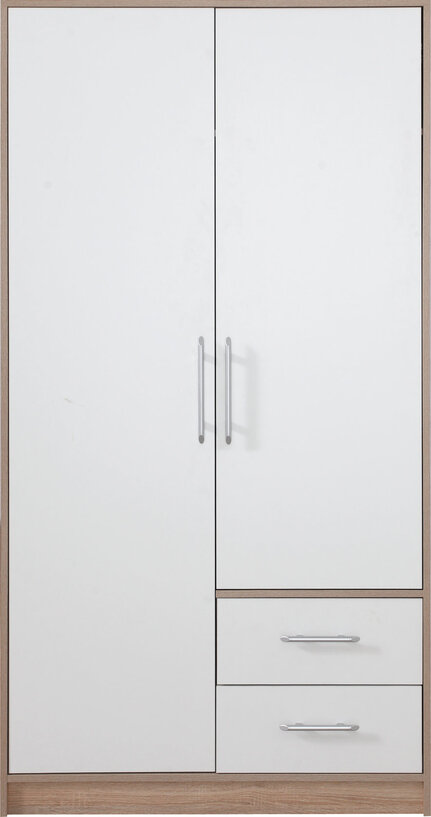 Šatníková skriňa Smart 3 biela/dub sonoma 100x190x56