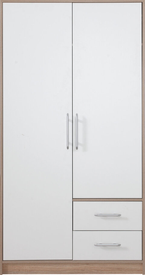 Šatníková skriňa Smart 3 biela/dub sonoma 100x190x56