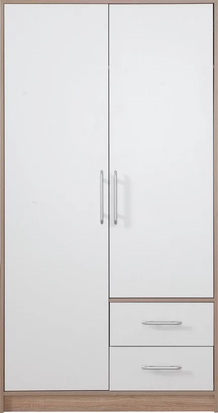 Šatníková skriňa Smart 3 biela/dub sonoma 100x190x56