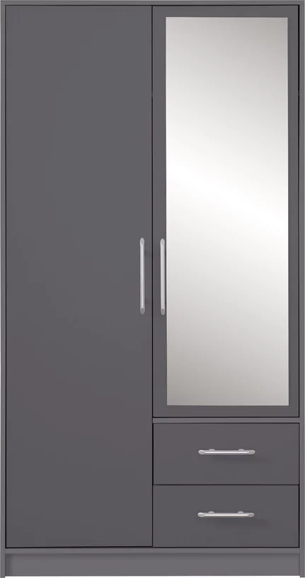 Šatníková skriňa Smart 3Z antracit so zrkadlom 100x190x56