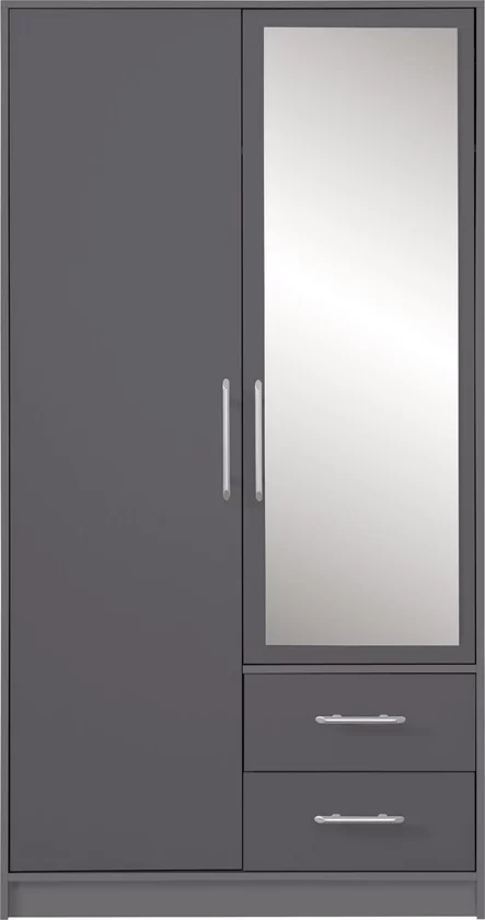 Šatníková skriňa Smart 3Z antracit so zrkadlom 100x190x56