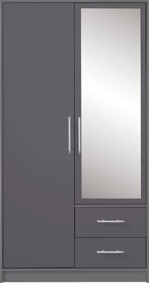 Šatníková skriňa Smart 3Z antracit so zrkadlom 100x190x56