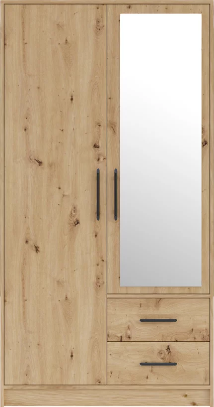 Šatníková skriňa Smart 3Z dub artisan so zrkadlom 100x190x56