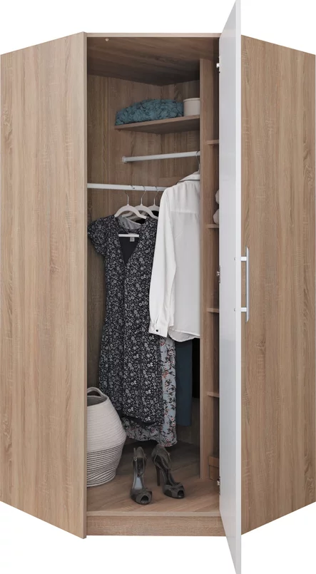 Šatníková skriňa Smart 4 L/P biela/dub sonoma 90x190x95