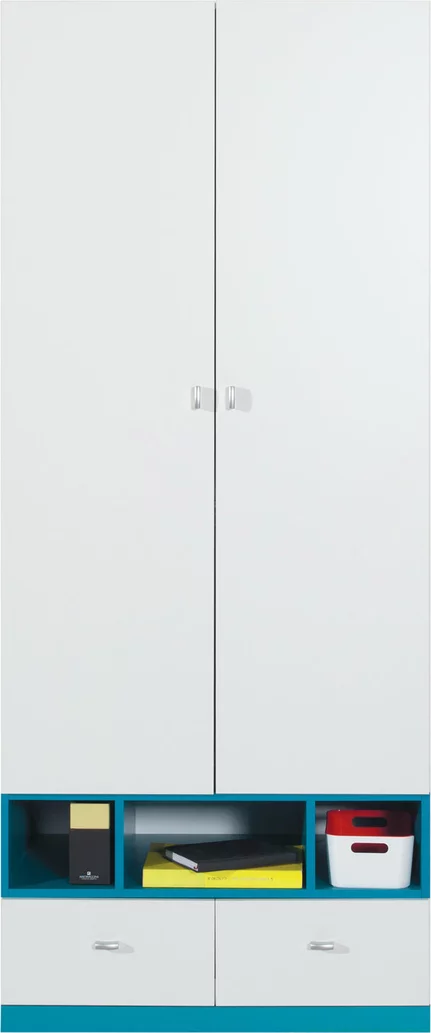 Skriňa MB02 biela/tyrkys 80x50x195
