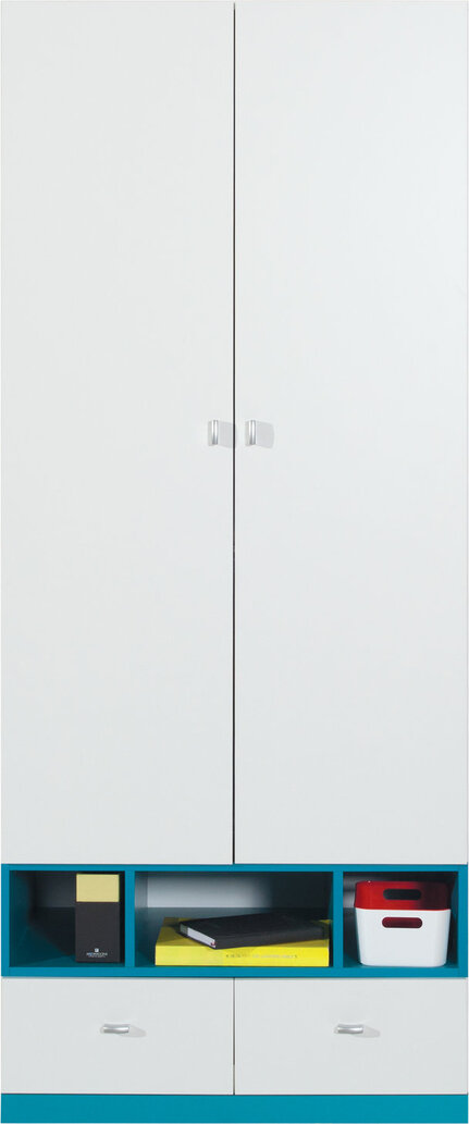 Skriňa MB02 biela/tyrkys 80x50x195