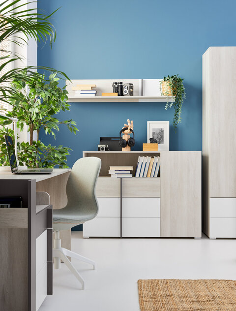 Skriňa RM04 dub wilton biely/biela/antracit 45x40x195