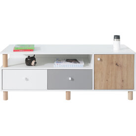 TV stolík FR08 biela/dub artisan/šedá 140x50x50