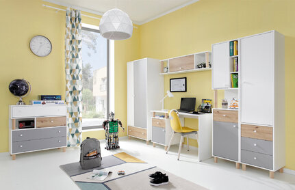 TV stolík FR08 biela/dub artisan/šedá 140x50x50