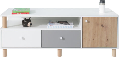 TV stolík FR08 biela/dub artisan/šedá 140x50x50