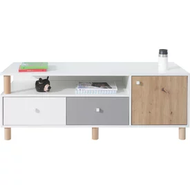 TV stolík FR08 biela/dub artisan/šedá 140x50x50