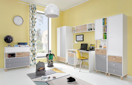 TV stolík FR08 biela/dub artisan/šedá 140x50x50