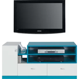 TV stolík MB12 biela/tyrkys 120x50x55