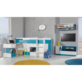 TV stolík MB12 biela/tyrkys 120x50x55