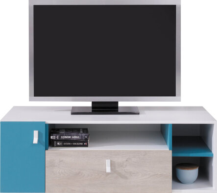 TV stolík PL10 biela/dub/morská 120x50x40