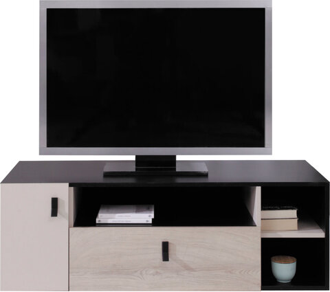 TV stolík PL10 čierna/dub/béžová 120x50x40
