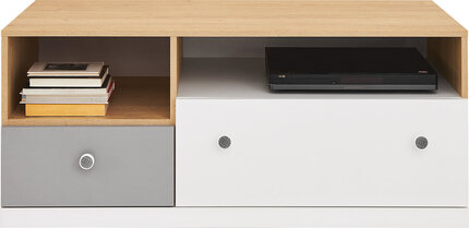 TV stolík PX11 dub sušienkový/biela/sivá 120x50x50