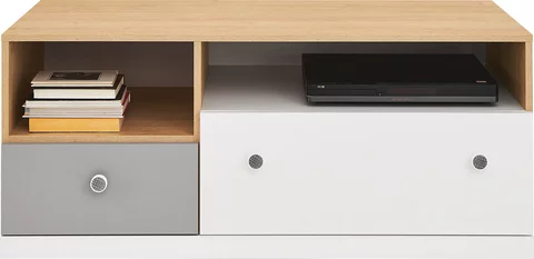 TV stolík PX11 dub sušienkový/biela/sivá 120x50x50