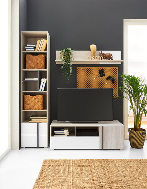 TV stolík RM12 dub wilton biely/biela/antracit 120x50x40