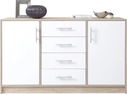Veľká komoda Smart 6 biela/dub sonoma 140x84x40