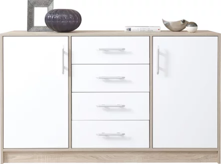 Veľká komoda Smart 6 biela/dub sonoma 140x84x40