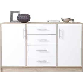 Veľká komoda Smart 6 biela/dub sonoma 140x84x40
