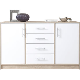 Veľká komoda Smart 6 biela/dub sonoma 140x84x40
