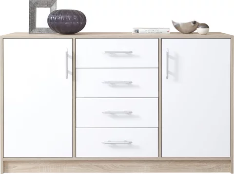 Veľká komoda Smart 6 biela/dub sonoma 140x84x40