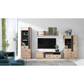 Vitrína AL04 dub estana/antracit 80x40x145