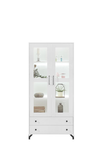 Vitrína BE02 biela/sklo 90x40x190