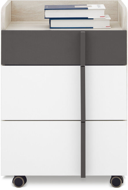 Zásuvkový kontajner k písaciemu stolu RM11 dub wilton biely/biela/antracit 45x40x65