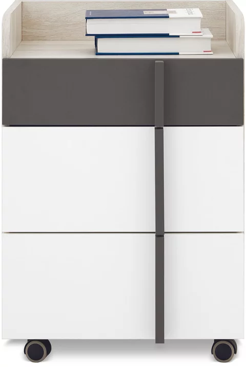 Zásuvkový kontajner k písaciemu stolu RM11 dub wilton biely/biela/antracit 45x40x65