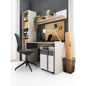 Zásuvkový kontajner k písaciemu stolu RM11 dub wilton biely/biela/antracit 45x40x65