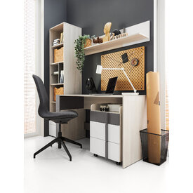 Zásuvkový kontajner k písaciemu stolu RM11 dub wilton biely/biela/antracit 45x40x65