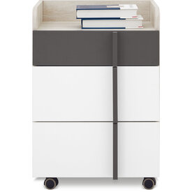 Zásuvkový kontajner k písaciemu stolu RM11 dub wilton biely/biela/antracit 45x40x65