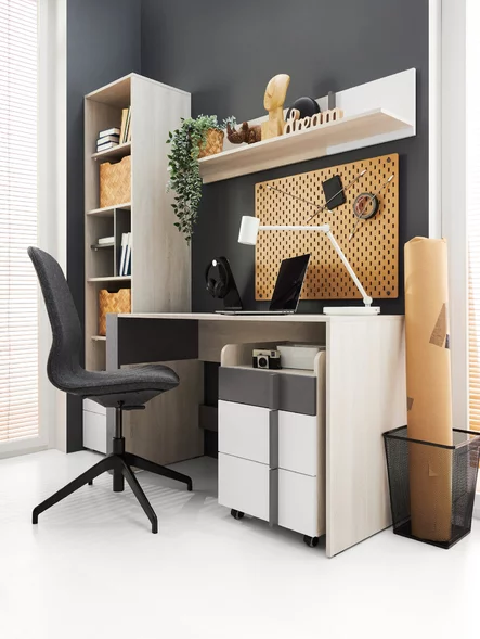 Zásuvkový kontajner k písaciemu stolu RM11 dub wilton biely/biela/antracit 45x40x65
